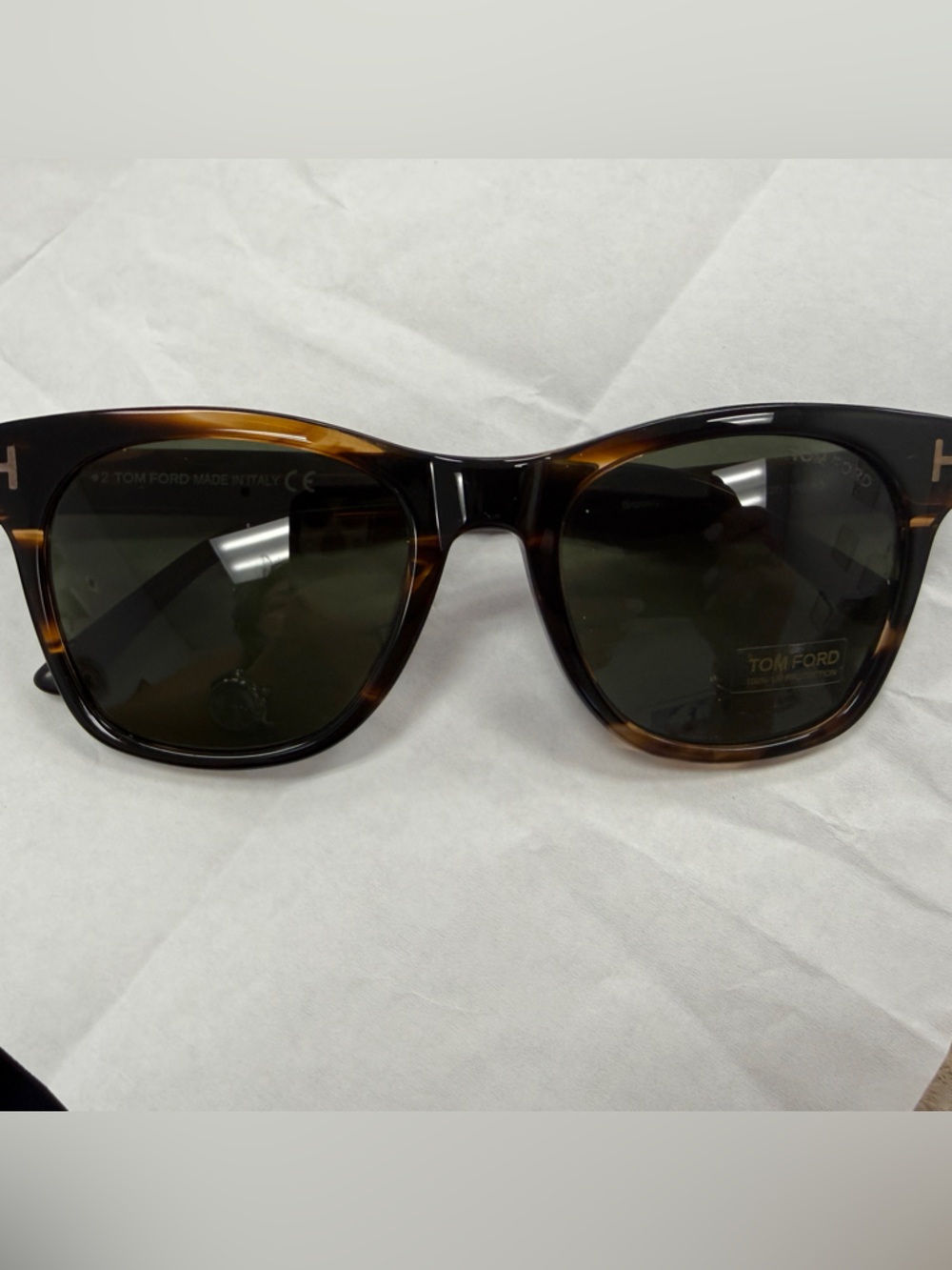 Tom Ford Tortoiseshell Frame Sunglasses with Dark Green Lenses